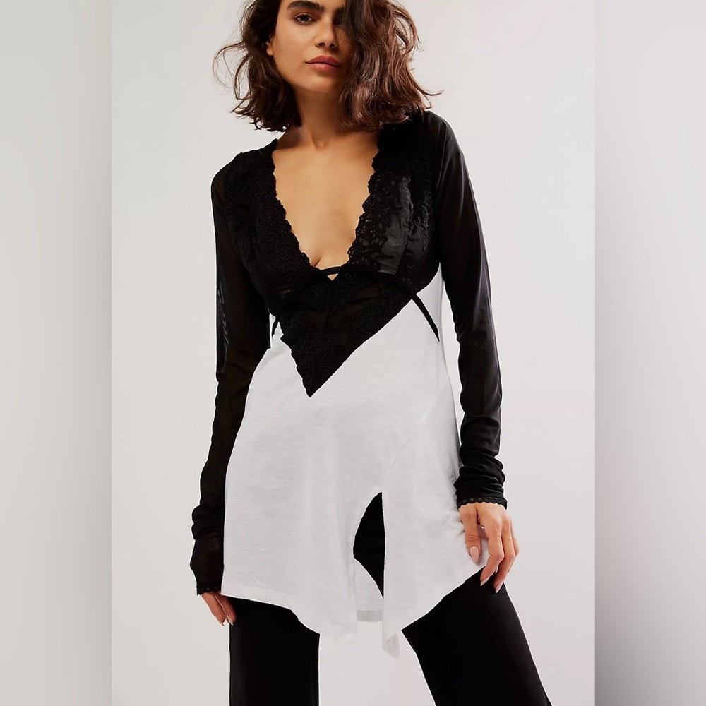 Free people rendezvous top lace babydoll top RARE⭐️ Msrp $98
